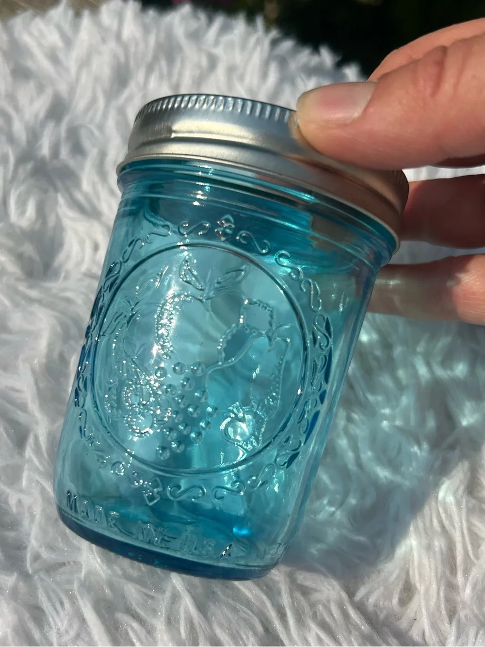 Ball Aqua Blue Regular Mouth Jelly Mason Jar Heritage Collection - Gently Used